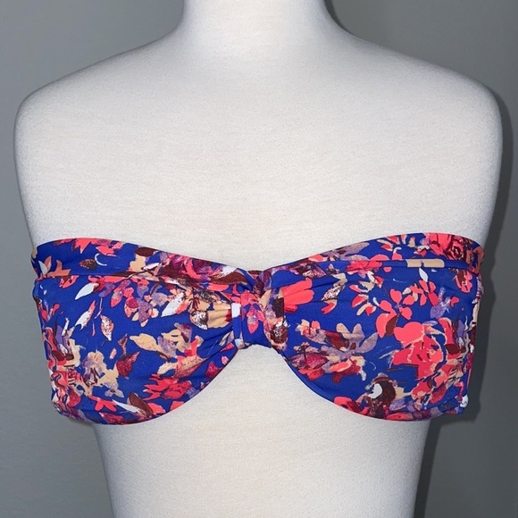H&M floral blue and pink halter/strapless bathing suit bikini top in women’s 4 - Picture 5 of 7